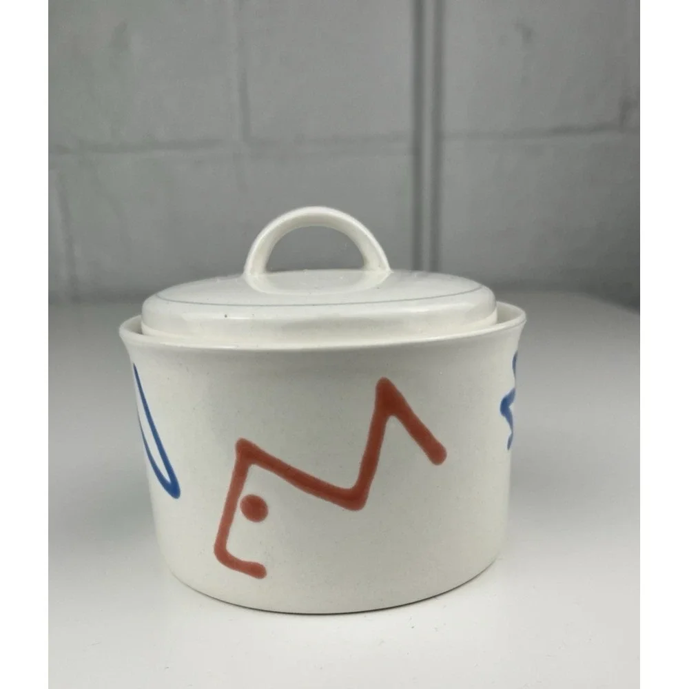 Mikasa Studio Craft CAD 94 Acrylics Sugar Bowl 90s Y2K Memphis Post Modern Swirl